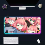 Anime Spy X Family RGB Pc Gamer Keyboard Mouse Pad Mousepad LED Glowing Mouse Mats Rubber Gaming Computer Mausepad