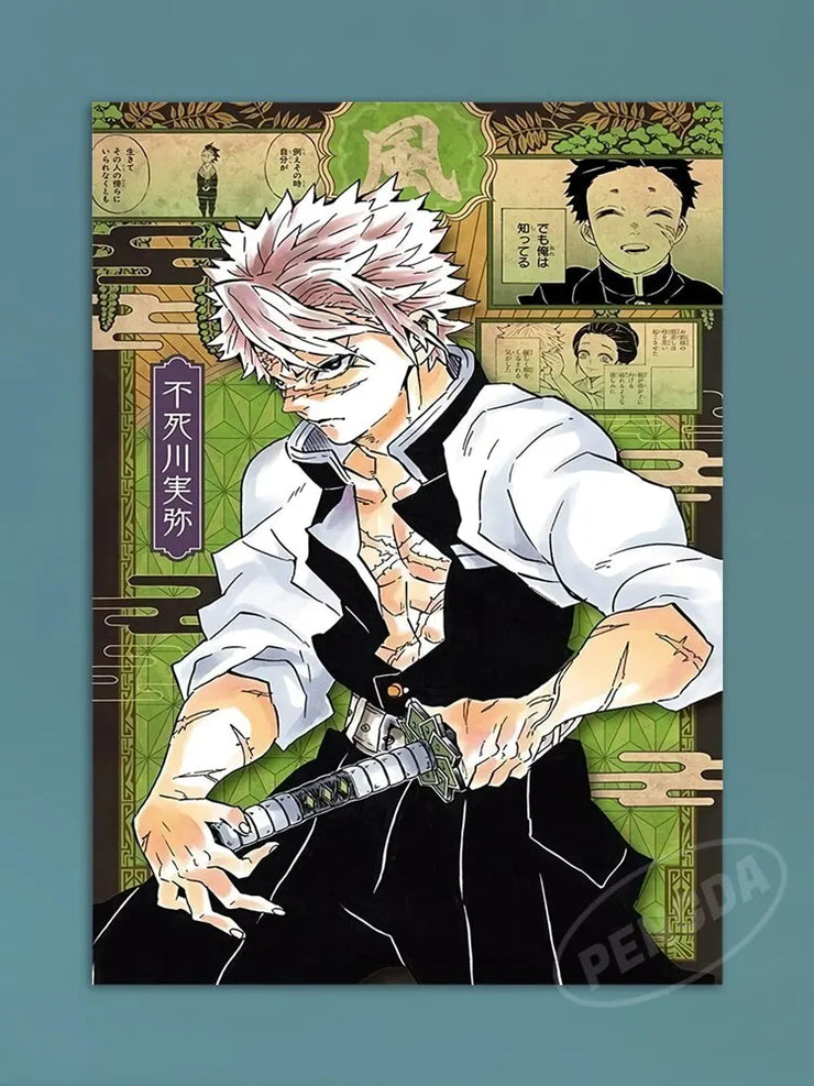 Modern Anime Canvas Wall Art  Demon Slayer Shinazugawa Sanemi Poster  Modular Home Decor for Living Room  Printed Painting