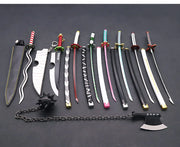 Demon Slayer Sword 9pcs Katana Sword Nichirin Blade Collection Samurai Royal Japanese Anime Weapon Model Keychain Gifts Toys Boy