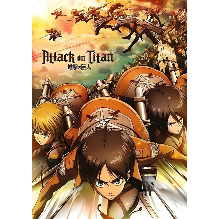 Anime A-Attack on Titans Poster Sticky Wall Art Printing Waterproof Home Living Bed Room Bar Aesthetic Decor
