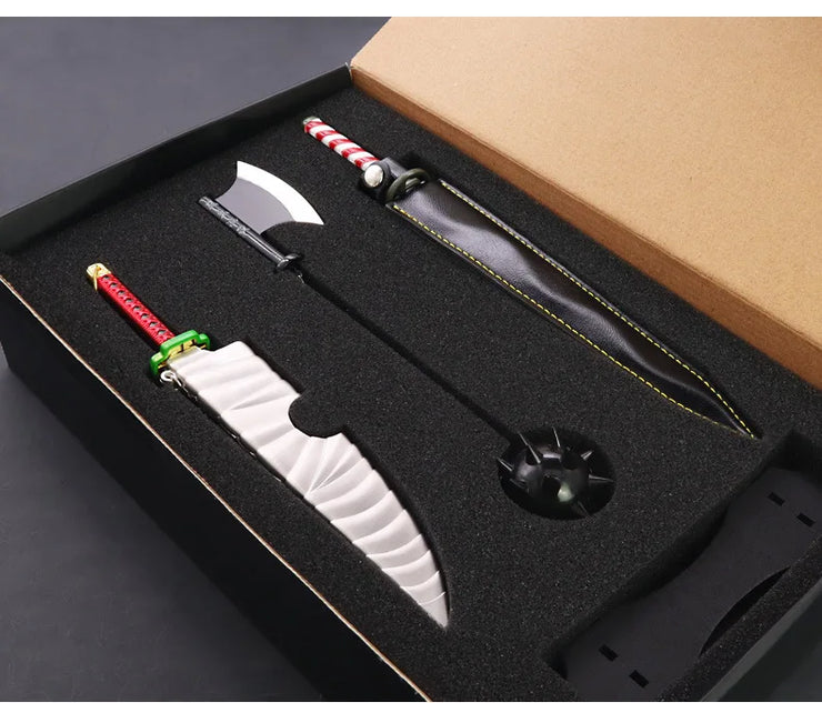 Demon Slayer Sword 9pcs Katana Sword Nichirin Blade Collection Samurai Royal Japanese Anime Weapon Model Keychain Gifts Toys Boy