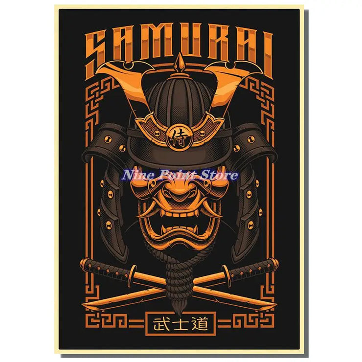 Japan Samurai Kraft paper Poster Home Wall Art Prints Pictures Bedroom Living Room Decor Murals Shop Bar Decoration