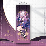 Genshin Impact Scroll Canvas Painting Columbina Sandrone Flins Home Decor Wall Hanging Anime Poster Wall Art Room Decoration