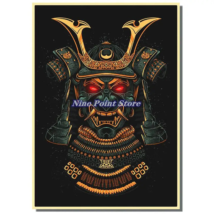 Japan Samurai Kraft paper Poster Home Wall Art Prints Pictures Bedroom Living Room Decor Murals Shop Bar Decoration