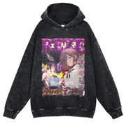 Makima Denji Power Aki Hoodie Vintage Washed Anime Manga Hooded Sweatshirts Oversized Chainsaw Demon Hoodies Men 100% Cotton