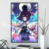 Demon Slayer Self-adhesive Anime Poster Hashira Nezuko Agatsuma Zenitsu Inosuke Wall Painting Home Decor Wall Art Room Kid Gift