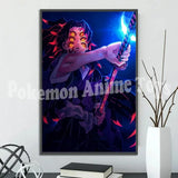 Demon Slayer Self-adhesive Anime Poster Hashira Nezuko Agatsuma Zenitsu Inosuke Wall Painting Home Decor Wall Art Room Kid Gift