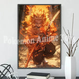 Demon Slayer Self-adhesive Anime Poster Hashira Nezuko Agatsuma Zenitsu Inosuke Wall Painting Home Decor Wall Art Room Kid Gift