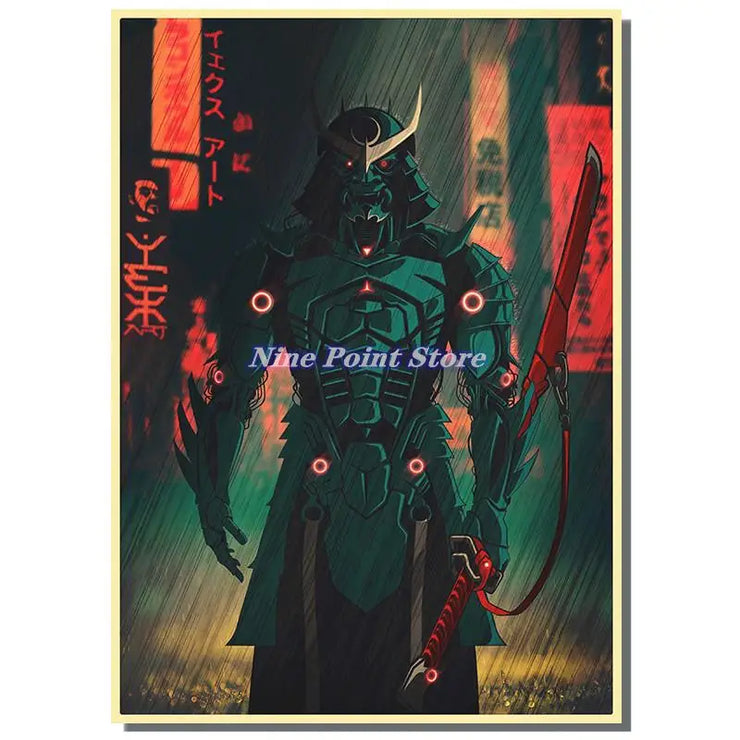 Japan Samurai Kraft paper Poster Home Wall Art Prints Pictures Bedroom Living Room Decor Murals Shop Bar Decoration