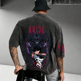 Solo Leveling Anime Print Vintage Washed T Shirt Men Women Cotton Short Sleeve Tee Streetwear Casual Tops 2025 Summer Harajuku