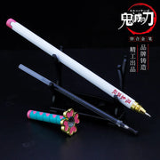 20CM Anime Demon Slayer Sword Model Gel Pen Kimetsu No Yaiba Tanjirou Weapon Black Refill Cosplay Prop Student Gift Box Package