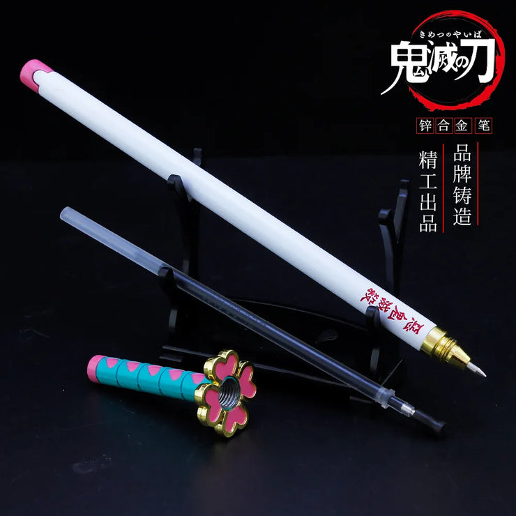 20CM Anime Demon Slayer Sword Model Gel Pen Kimetsu No Yaiba Tanjirou Weapon Black Refill Cosplay Prop Student Gift Box Package