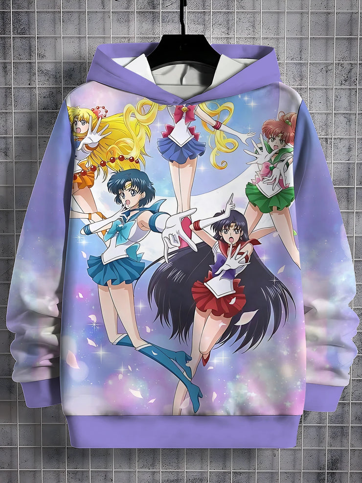 Cartoon Sailor Moons 3D Print All Seasons Children Casual Sweatshirt Cool Pullover Tops Unisex Clothes Boy Girl Hoodies