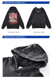 Makima Denji Power Aki Hoodie Vintage Washed Anime Manga Hooded Sweatshirts Oversized Chainsaw Demon Hoodies Men 100% Cotton