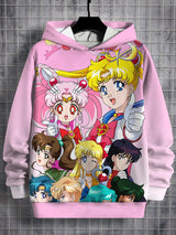 Cartoon Sailor Moons 3D Print All Seasons Children Casual Sweatshirt Cool Pullover Tops Unisex Clothes Boy Girl Hoodies