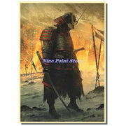 Japan Samurai Kraft paper Poster Home Wall Art Prints Pictures Bedroom Living Room Decor Murals Shop Bar Decoration