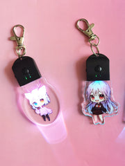 Custom LED Light 7 Colors Keychains Cartoon Acrylic Key Chain Photo Customized Anime Charms Clear Acrylic Personalized Keychains
