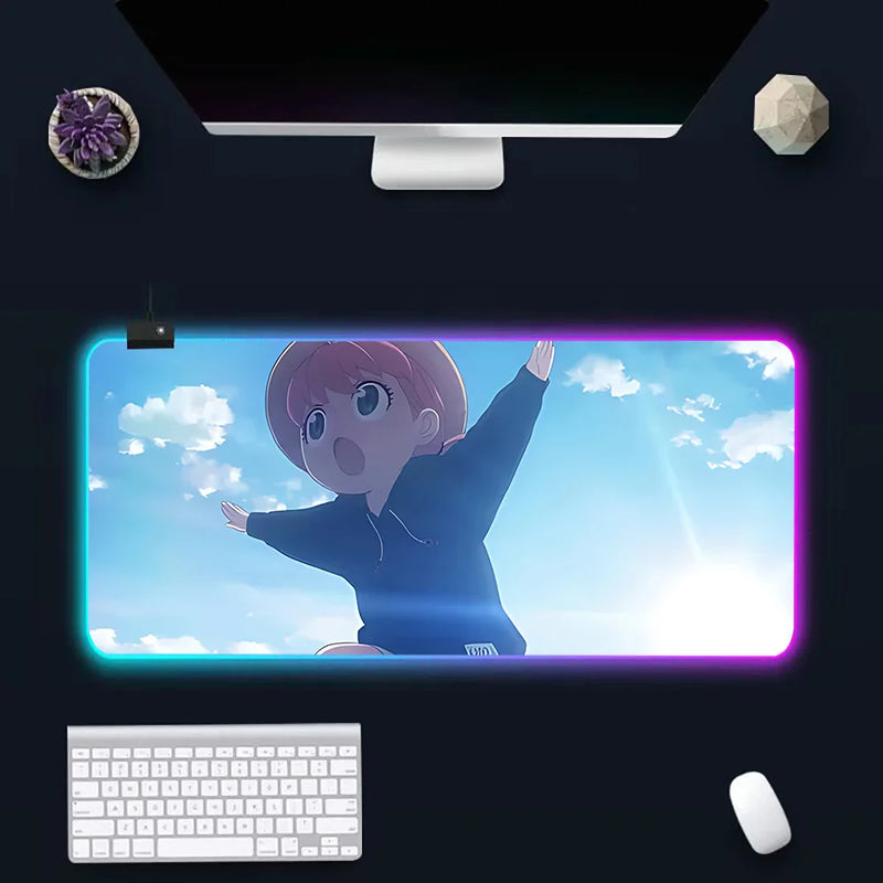 Anime Spy X Family RGB Pc Gamer Keyboard Mouse Pad Mousepad LED Glowing Mouse Mats Rubber Gaming Computer Mausepad