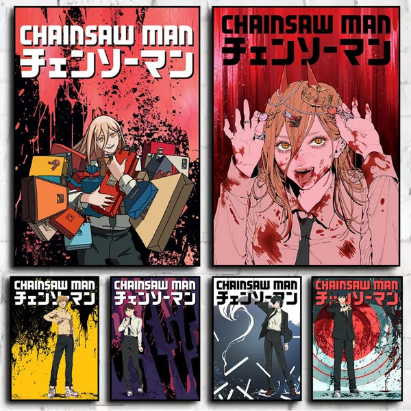 Classic Anime Chainsaw -man Poster Print Canvas Art Pictures Home for Living Room and Bedroom Wall  Decor Frameless Painting