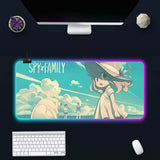 Anime Spy X Family RGB Pc Gamer Keyboard Mouse Pad Mousepad LED Glowing Mouse Mats Rubber Gaming Computer Mausepad