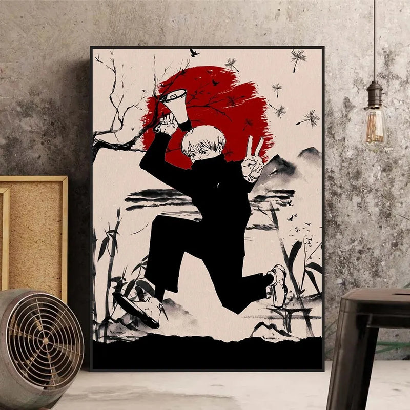 Modern Japanese Anime Canvas Wall Art  Jujutsu Kaisen Gojo Satoru Poster for Kids Room Decor Stylish Home Murals Decorative Pain