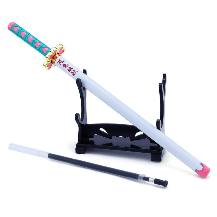 20CM Anime Demon Slayer Sword Model Gel Pen Kimetsu No Yaiba Tanjirou Weapon Black Refill Cosplay Prop Student Gift Box Package