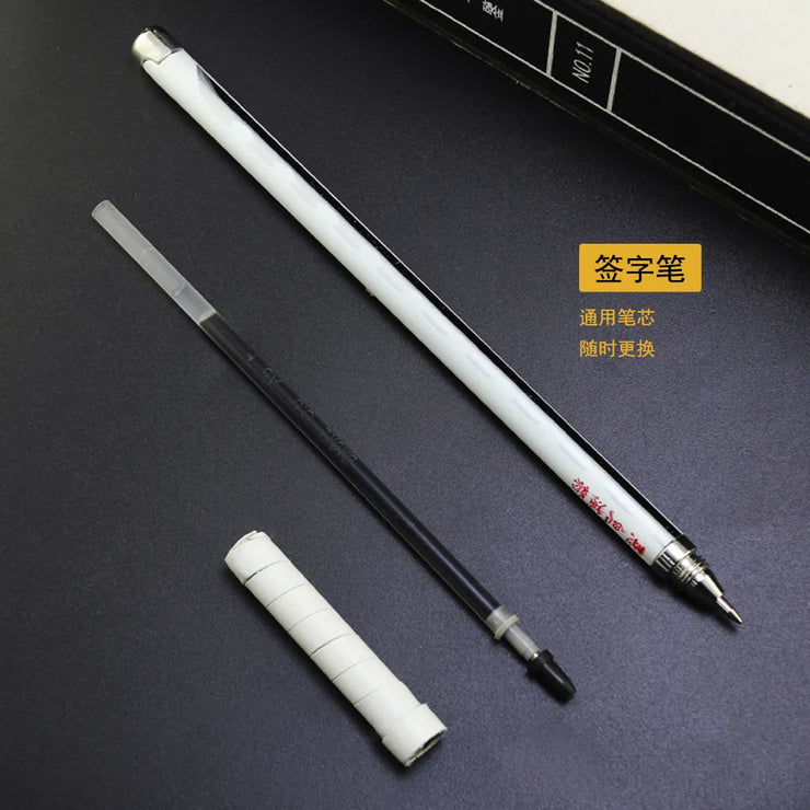 20CM Anime Demon Slayer Sword Model Gel Pen Kimetsu No Yaiba Tanjirou Weapon Black Refill Cosplay Prop Student Gift Box Package